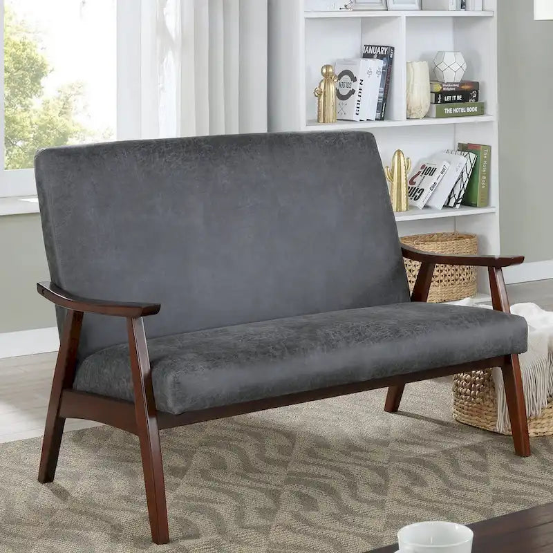 Banc Balf contemporain en similicuir par Furniture of America