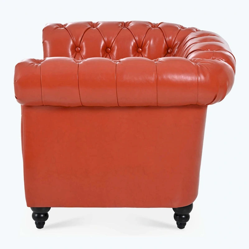 Canapé confortable pour salon, avec accoudoirs roulés plissés serrés