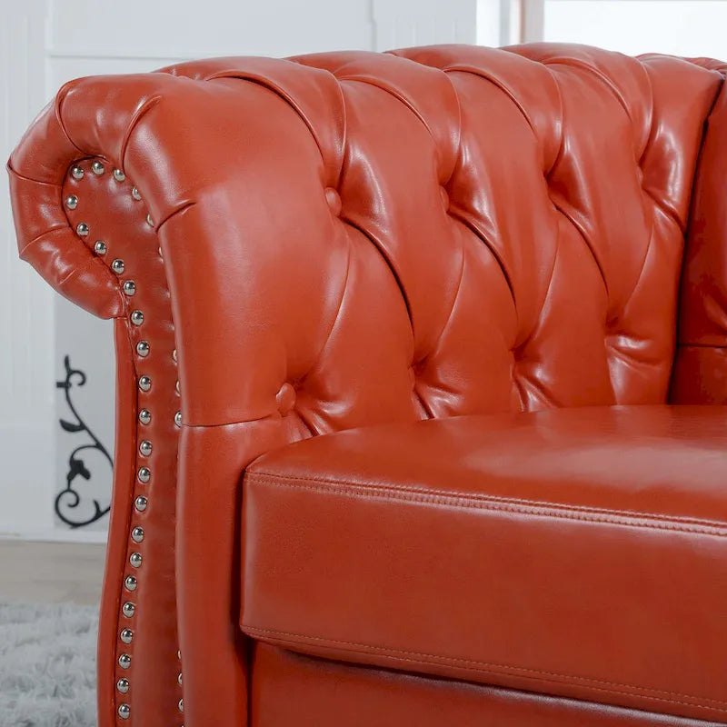 Canapé confortable pour salon, avec accoudoirs roulés plissés serrés