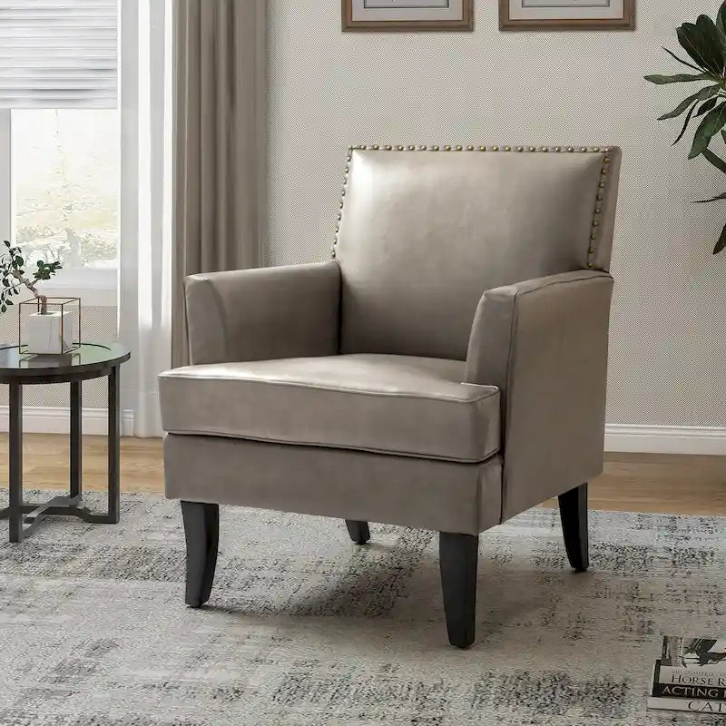 Chaise d'appoint contemporaine et classique en polyester Nileus avec pieds en bois massif par HULALA HOME