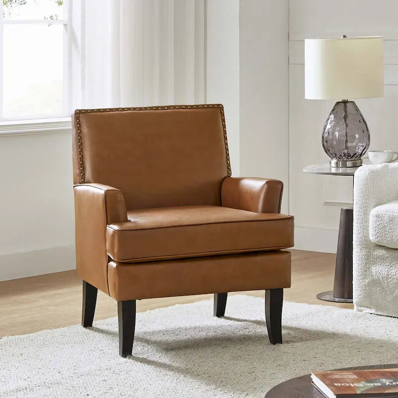 Chaise d'appoint contemporaine et classique en polyester Nileus avec pieds en bois massif par HULALA HOME