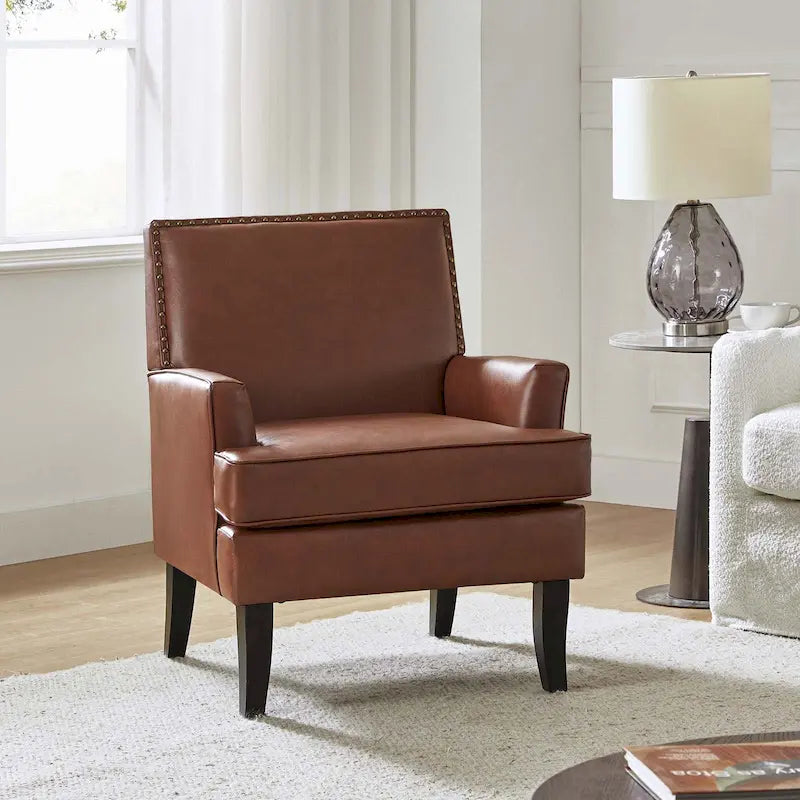 Chaise d'appoint contemporaine et classique en polyester Nileus avec pieds en bois massif par HULALA HOME