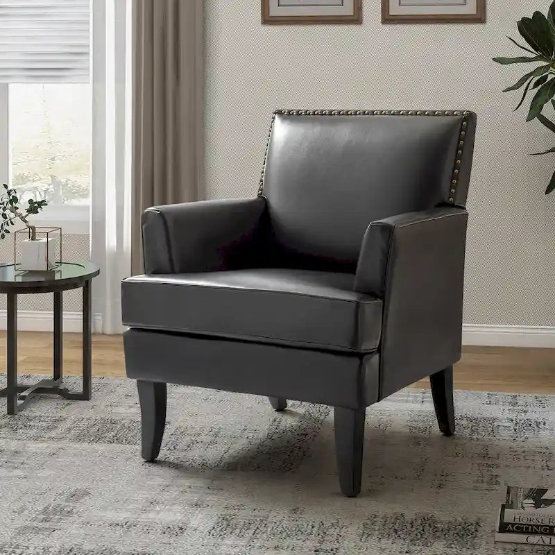 Chaise d'appoint contemporaine et classique en polyester Nileus avec pieds en bois massif par HULALA HOME