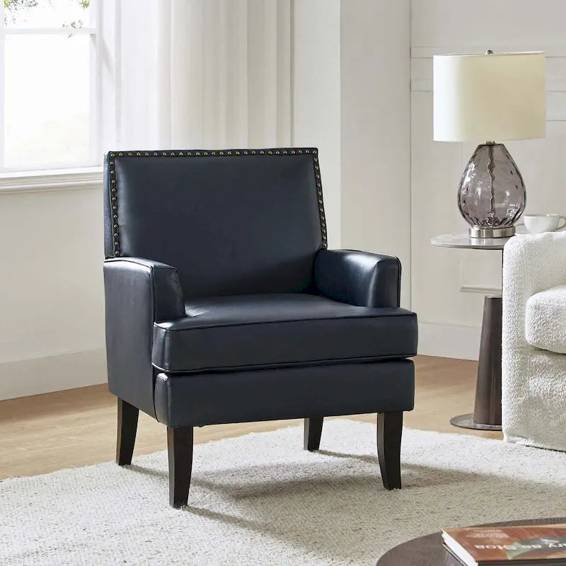 Chaise d'appoint contemporaine et classique en polyester Nileus avec pieds en bois massif par HULALA HOME