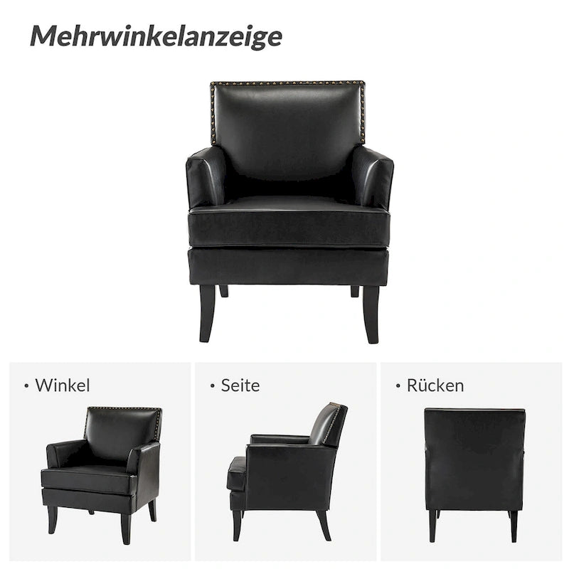 Chaise d'appoint contemporaine et classique en polyester Nileus avec pieds en bois massif par HULALA HOME