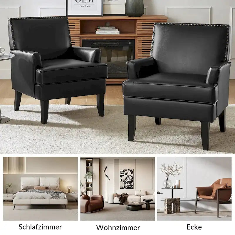 Chaise d'appoint contemporaine et classique en polyester Nileus avec pieds en bois massif par HULALA HOME