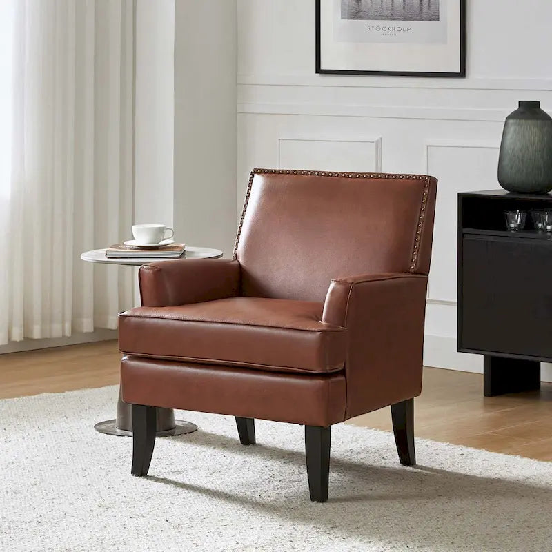 Chaise d'appoint contemporaine et classique en polyester Nileus avec pieds en bois massif par HULALA HOME