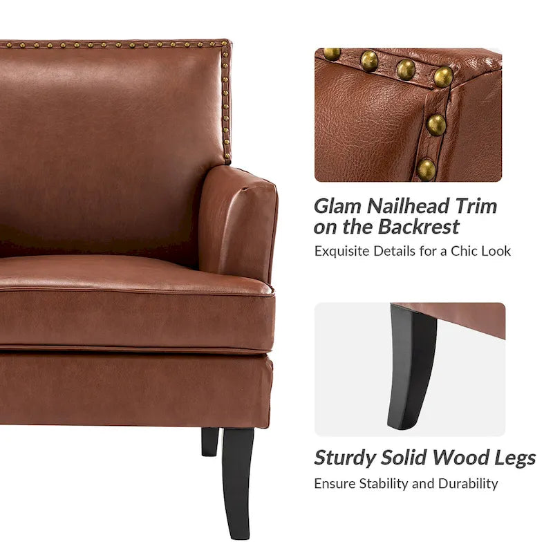 Chaise d'appoint contemporaine et classique en polyester Nileus avec pieds en bois massif par HULALA HOME