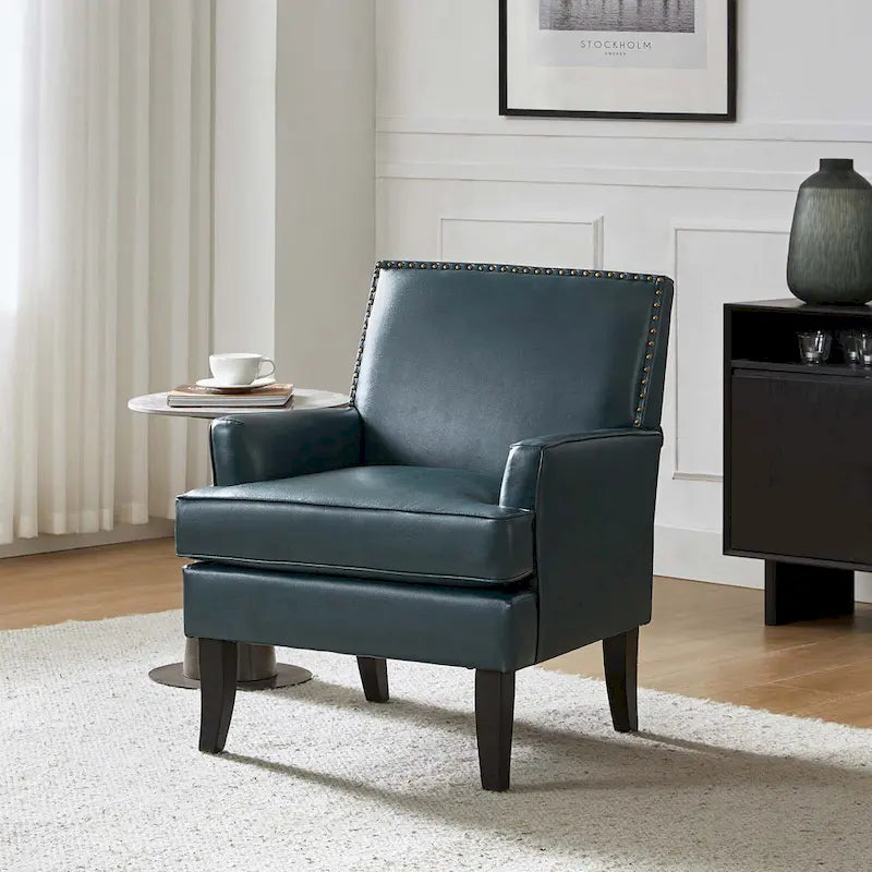 Chaise d'appoint contemporaine et classique en polyester Nileus avec pieds en bois massif par HULALA HOME