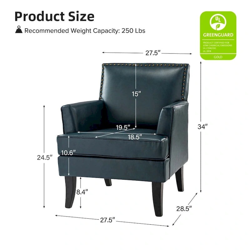 Chaise d'appoint contemporaine et classique en polyester Nileus avec pieds en bois massif par HULALA HOME