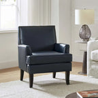 Chaise d'appoint contemporaine et classique en polyester Nileus avec pieds en bois massif par HULALA HOME
