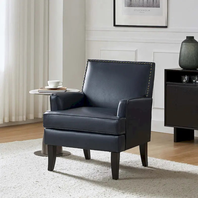 Chaise d'appoint contemporaine et classique en polyester Nileus avec pieds en bois massif par HULALA HOME