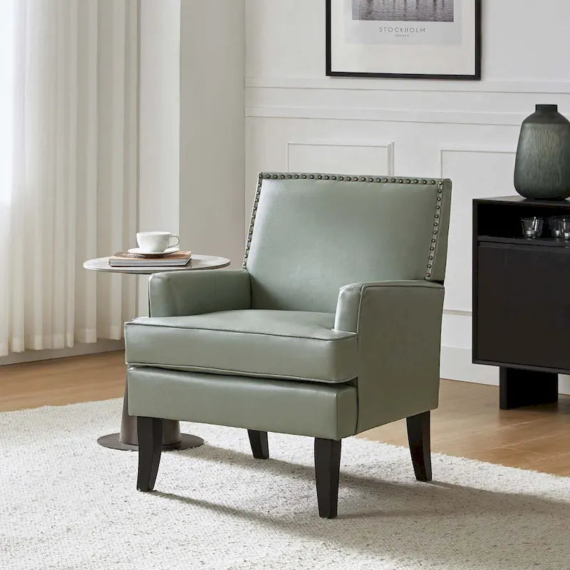 Chaise d'appoint contemporaine et classique en polyester Nileus avec pieds en bois massif par HULALA HOME