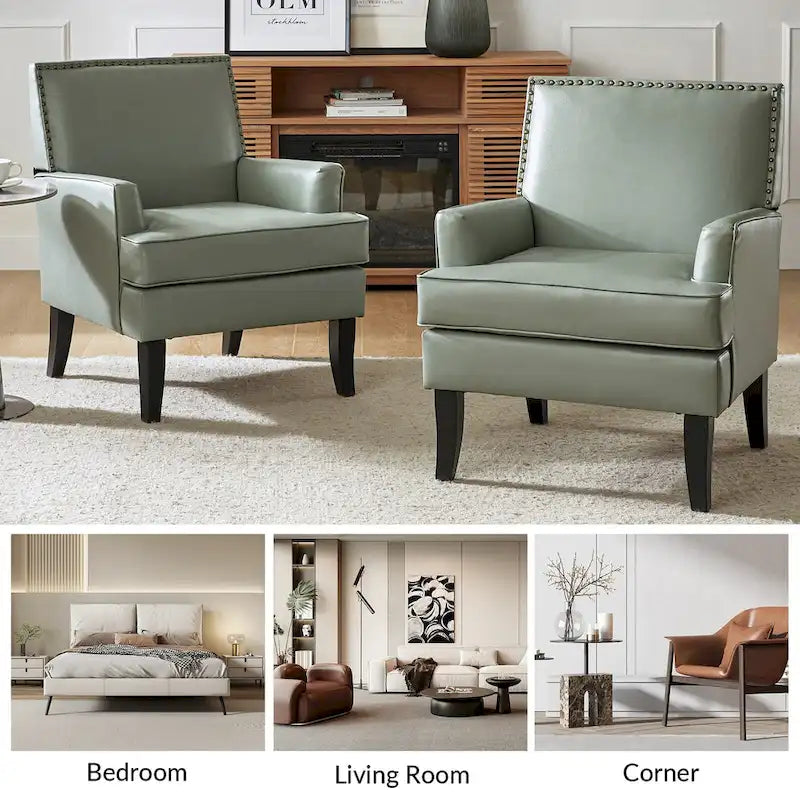 Chaise d'appoint contemporaine et classique en polyester Nileus avec pieds en bois massif par HULALA HOME