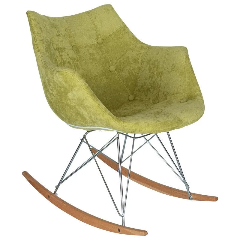 Fauteuil à bascule en velours moderne Willow - Fauteuil d'appoint du milieu du siècle pour le salon, la chambre à coucher, l'intérieur et l'extérieur