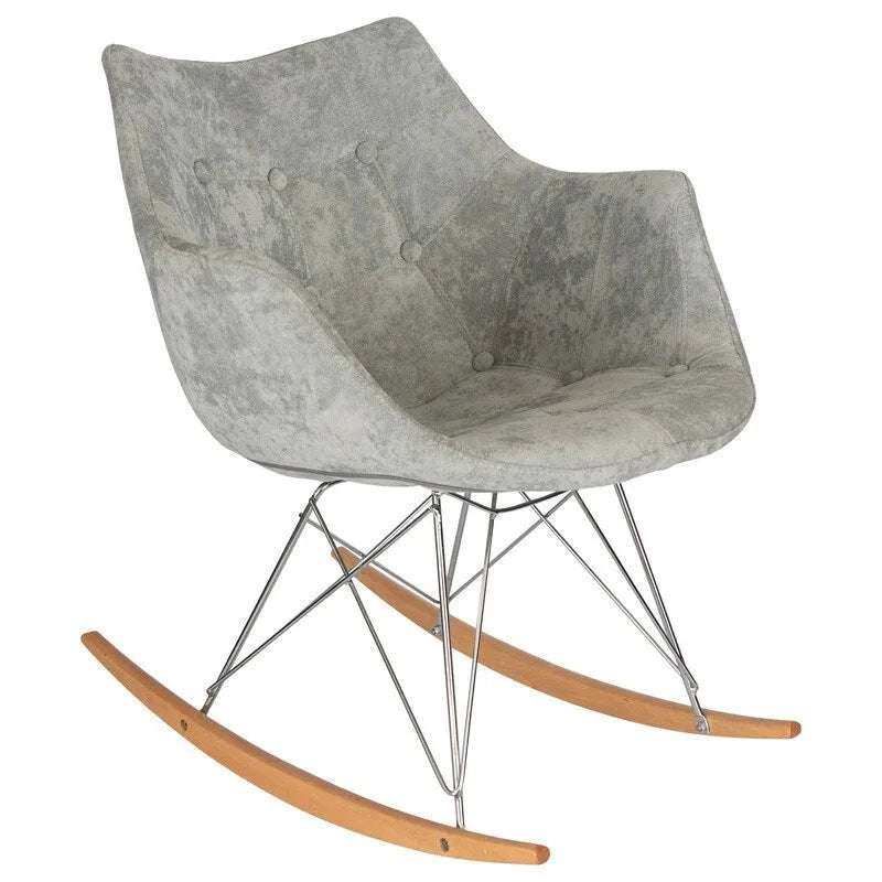 Fauteuil à bascule en velours moderne Willow - Fauteuil d'appoint du milieu du siècle pour le salon, la chambre à coucher, l'intérieur et l'extérieur