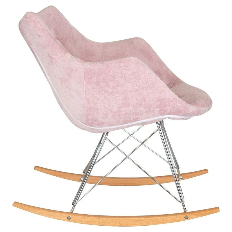 Fauteuil à bascule en velours moderne Willow - Fauteuil d'appoint du milieu du siècle pour le salon, la chambre à coucher, l'intérieur et l'extérieur
