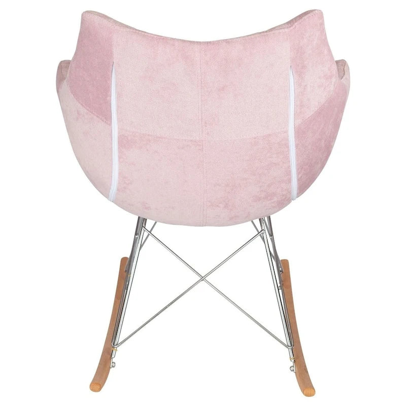 Fauteuil à bascule en velours moderne Willow - Fauteuil d'appoint du milieu du siècle pour le salon, la chambre à coucher, l'intérieur et l'extérieur