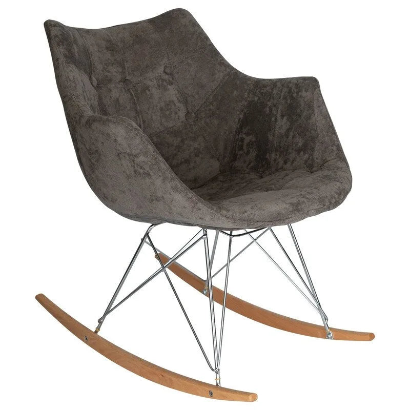 Fauteuil à bascule en velours moderne Willow - Fauteuil d'appoint du milieu du siècle pour le salon, la chambre à coucher, l'intérieur et l'extérieur