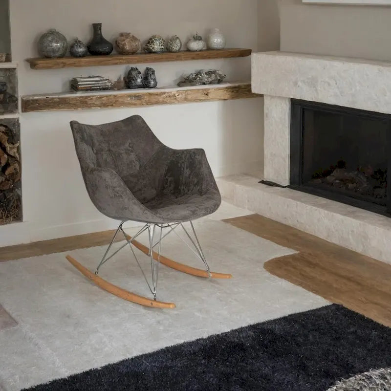Fauteuil à bascule en velours moderne Willow - Fauteuil d'appoint du milieu du siècle pour le salon, la chambre à coucher, l'intérieur et l'extérieur