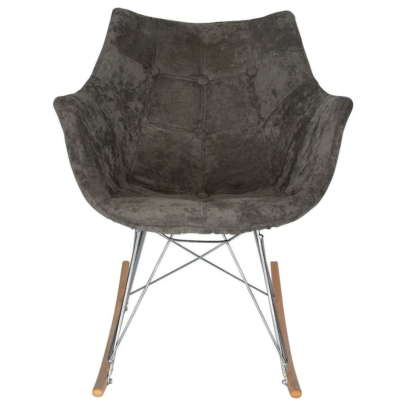 Fauteuil à bascule en velours moderne Willow - Fauteuil d'appoint du milieu du siècle pour le salon, la chambre à coucher, l'intérieur et l'extérieur