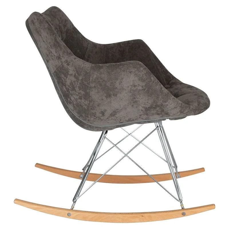 Fauteuil à bascule en velours moderne Willow - Fauteuil d'appoint du milieu du siècle pour le salon, la chambre à coucher, l'intérieur et l'extérieur