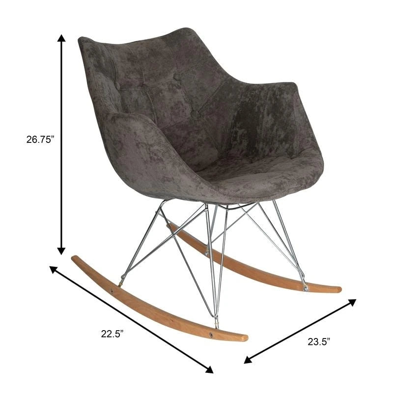 Fauteuil à bascule en velours moderne Willow - Fauteuil d'appoint du milieu du siècle pour le salon, la chambre à coucher, l'intérieur et l'extérieur