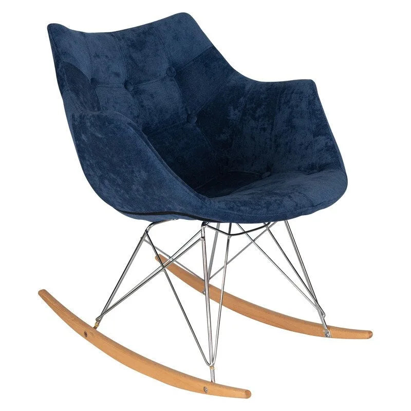 Fauteuil à bascule en velours moderne Willow - Fauteuil d'appoint du milieu du siècle pour le salon, la chambre à coucher, l'intérieur et l'extérieur