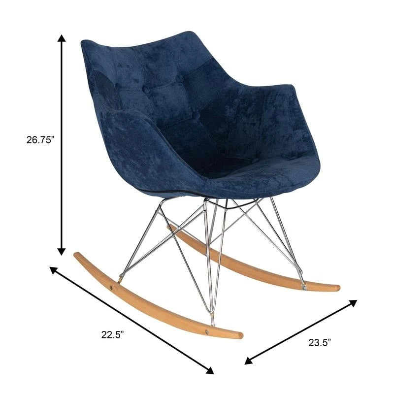 Fauteuil à bascule en velours moderne Willow - Fauteuil d'appoint du milieu du siècle pour le salon, la chambre à coucher, l'intérieur et l'extérieur