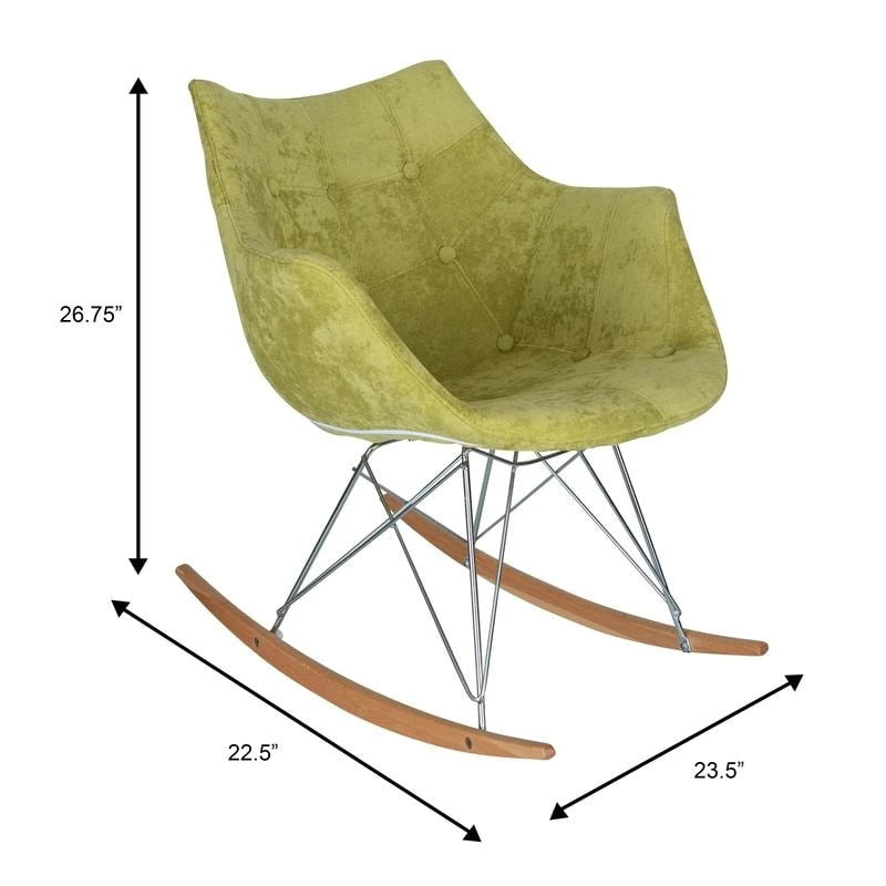 Fauteuil à bascule en velours moderne Willow - Fauteuil d'appoint du milieu du siècle pour le salon, la chambre à coucher, l'intérieur et l'extérieur