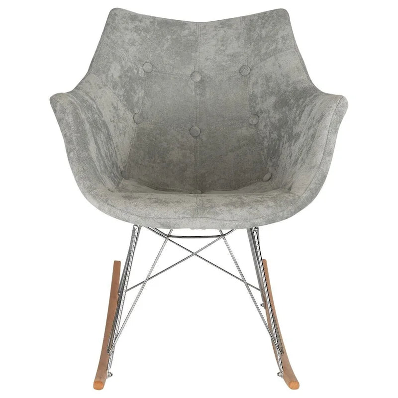 Fauteuil à bascule en velours moderne Willow - Fauteuil d'appoint du milieu du siècle pour le salon, la chambre à coucher, l'intérieur et l'extérieur