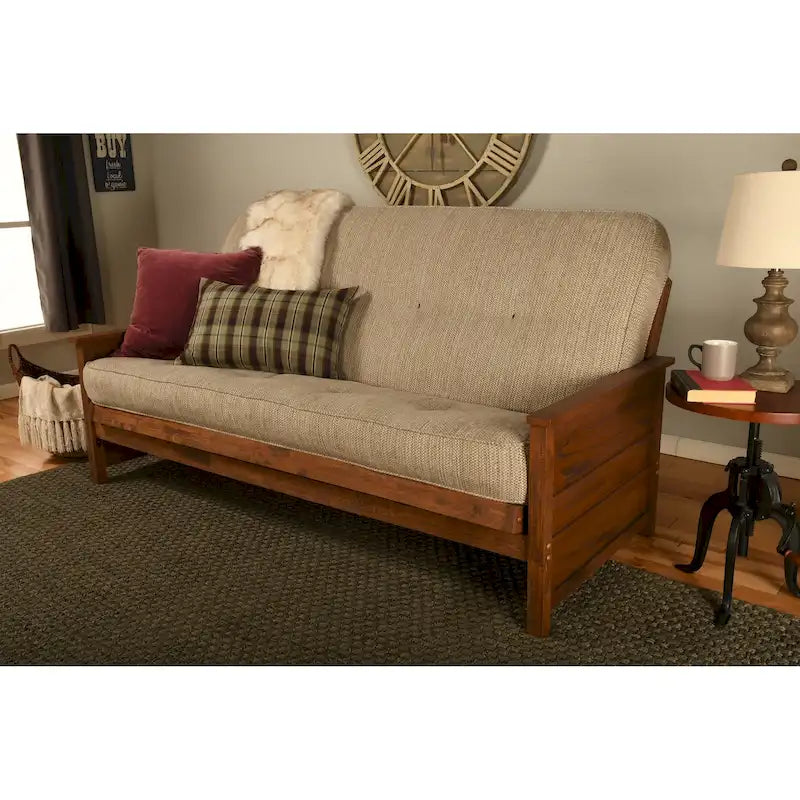 Ensemble de futon pleine grandeur Somette Lexington au fini brun vieilli avec matelas