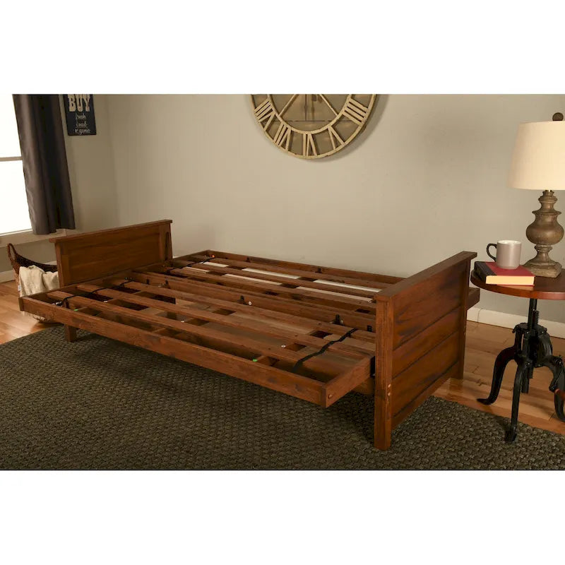 Ensemble de futon pleine grandeur Somette Lexington au fini brun vieilli avec matelas