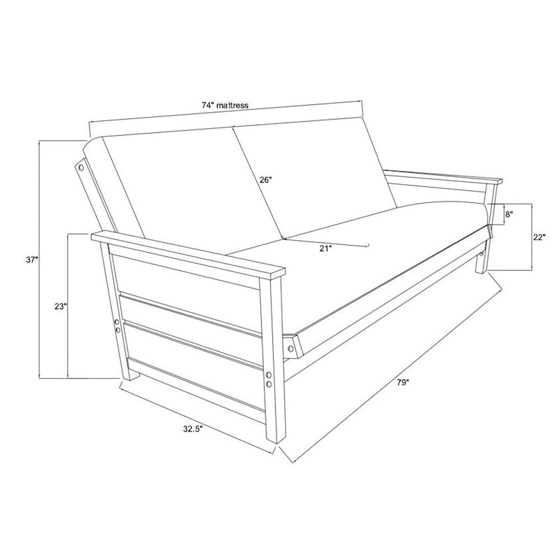 Ensemble de futon pleine grandeur Somette Lexington au fini brun vieilli avec matelas