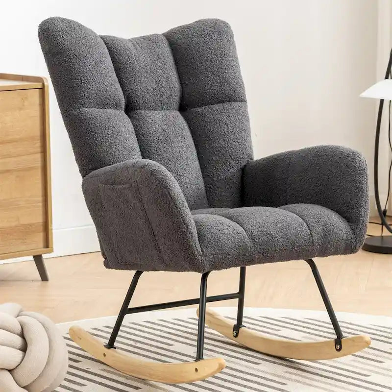 Fauteuil à bascule, fauteuil inclinable rembourré, fauteuil à bascule avec siège rembourré et dossier haut