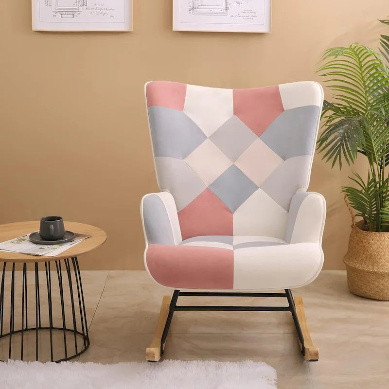 Fauteuil à bascule, fauteuil inclinable rembourré, fauteuil à bascule avec siège rembourré et dossier haut