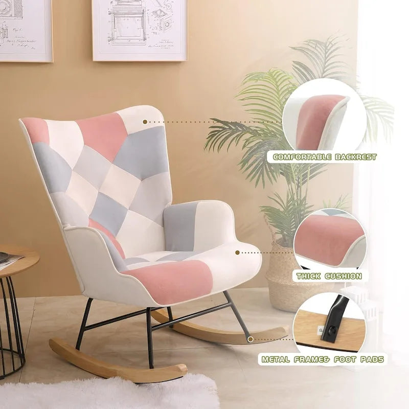 Fauteuil à bascule, fauteuil inclinable rembourré, fauteuil à bascule avec siège rembourré et dossier haut