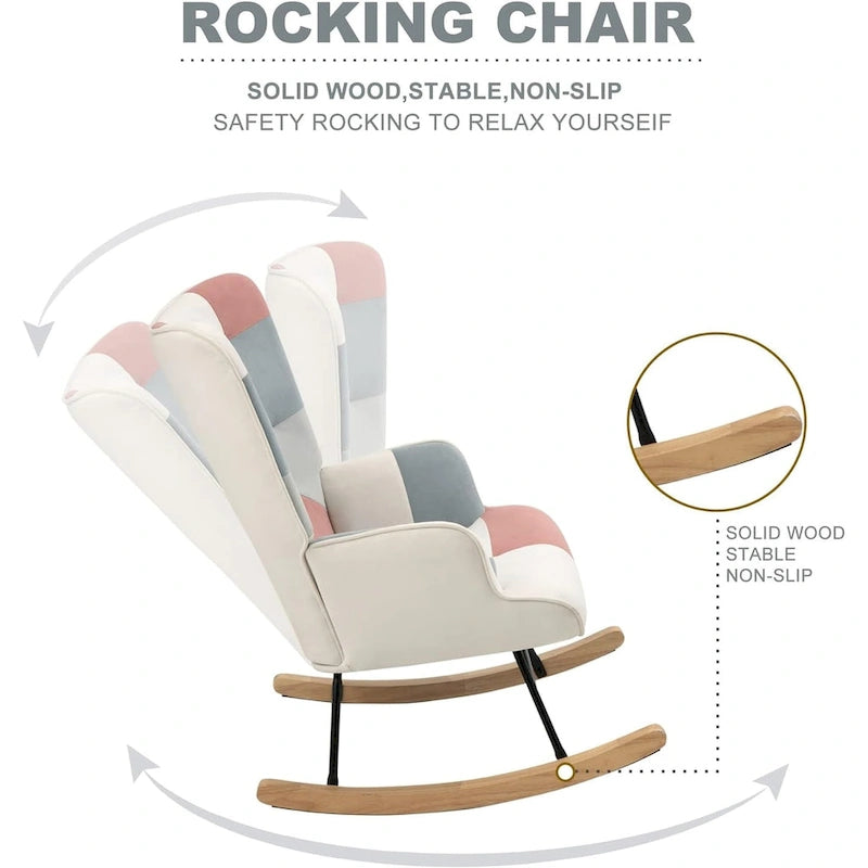 Fauteuil à bascule, fauteuil inclinable rembourré, fauteuil à bascule avec siège rembourré et dossier haut