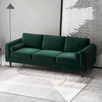 Canapé en velours Flavia Mid-Century Modern avec coussins de dossier amovibles