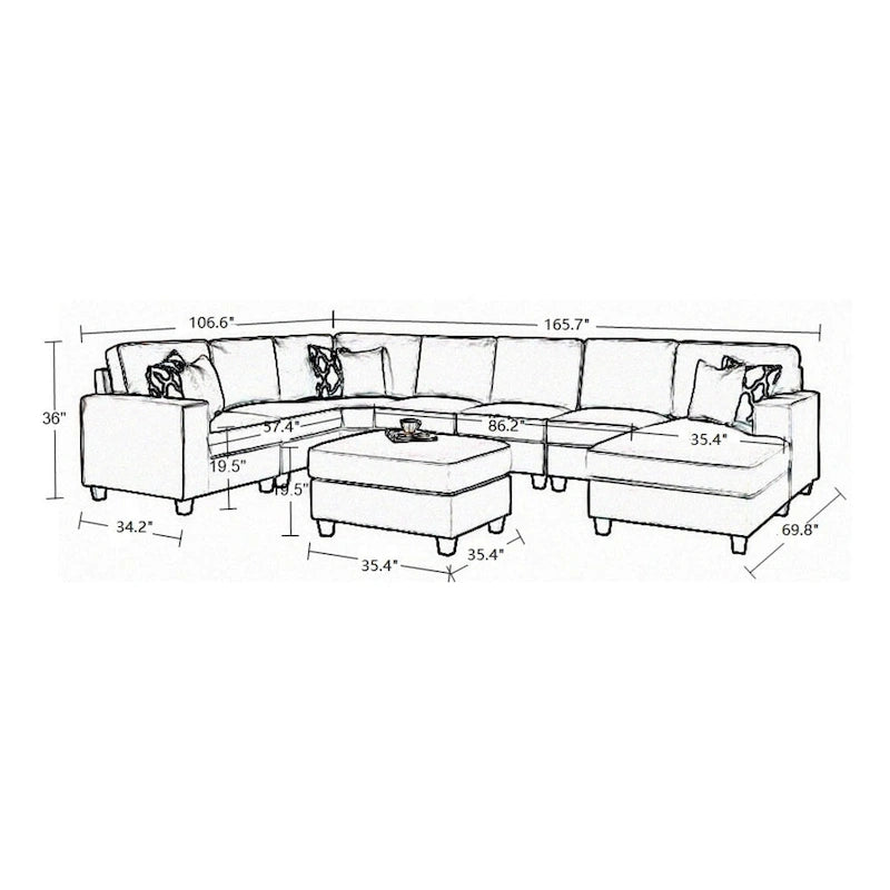 Canapé d'angle modulable réversible