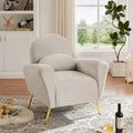 Fauteuil d'appoint moderne en velours, fauteuil rembourré confortable avec oreiller et pieds en métal doré pour le salon