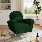 Fauteuil d'appoint moderne en velours, fauteuil rembourré confortable avec oreiller et pieds en métal doré pour le salon