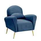 Fauteuil d'appoint moderne en velours, fauteuil rembourré confortable avec oreiller et pieds en métal doré pour le salon
