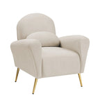 Fauteuil d'appoint moderne en velours, fauteuil rembourré confortable avec oreiller et pieds en métal doré pour le salon