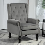 Fauteuil en velours/cuir touffeté à ossature bois de style Mid-Century