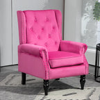 Fauteuil en velours/cuir touffeté à ossature bois de style Mid-Century