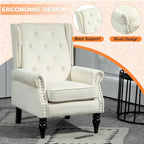 Fauteuil en velours/cuir touffeté à ossature bois de style Mid-Century