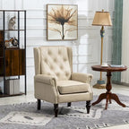 Fauteuil en velours/cuir touffeté à ossature bois de style Mid-Century