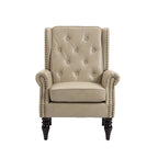 Fauteuil en velours/cuir touffeté à ossature bois de style Mid-Century