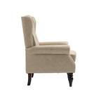 Fauteuil en velours/cuir touffeté à ossature bois de style Mid-Century